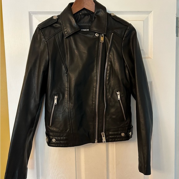 Women’s Real Leather Biker Jacket - size 10 - Picture 5 of 8